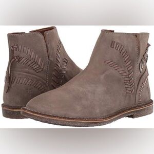 Frye Gray Ankle Boots with Brown Accents
